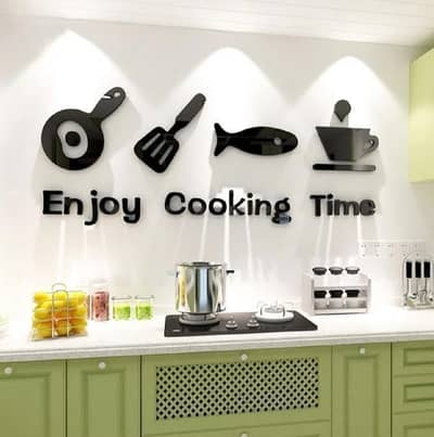  NEW ARRIVAL – 3D Wall Art Black Laser Cut Modern Kitchen Decor 