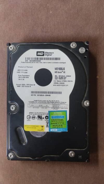 wd 160gb black hdd for pc sata cable port