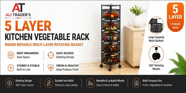 3/4/5 Layer Metal Kitchen Rotating Trolley Rack 03020062817