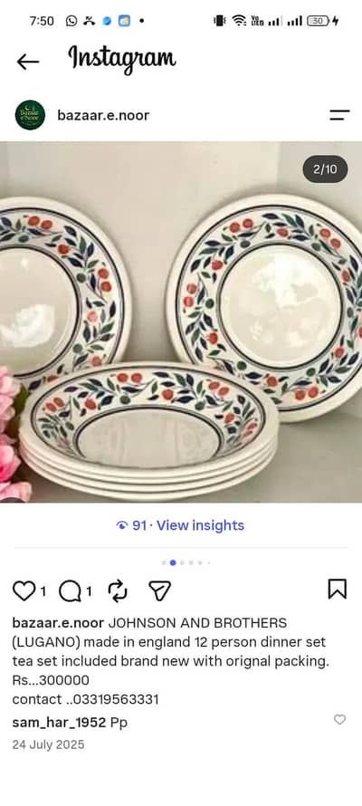 Johnson and brother's Dinner set