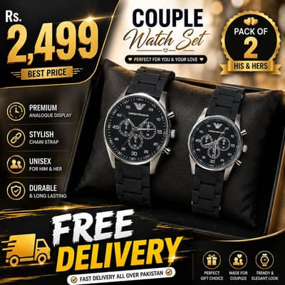 Premium Couple Analogue Watches Pack of 2 | Free Delivery