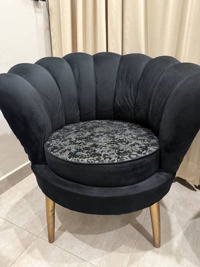 Luxury Black Velvet Accent Sofa Chairs  | Like New | Urgent Sale