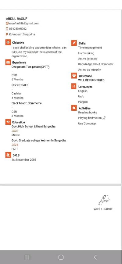 i need a any job in Islamabad or Rawalpindi with accommodation