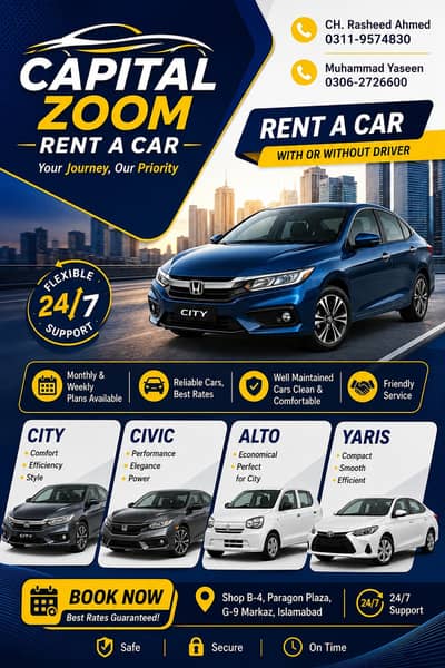 self rent a car/ rent a car islamabad / alto,civic,brv,city for rent