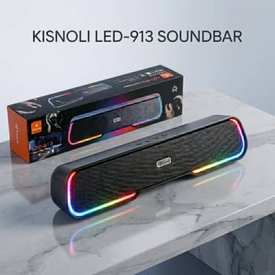 Kisnoli LED-913 Soundbar Speaker | RGB Lights | Powerful Stereo Sound