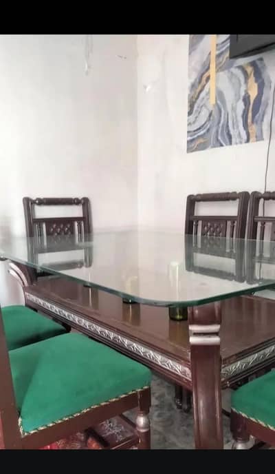 solid wood dining table with 6 chairs