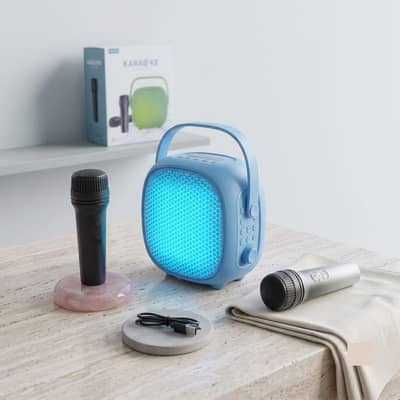 GTS-2009 Karaoke Speaker with 2 Wireless Microphones & RGB Lights