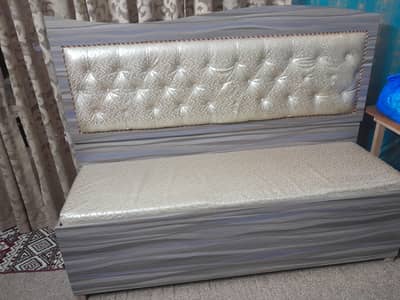 solid wood sofa bench with built-in storage and tufted back frame