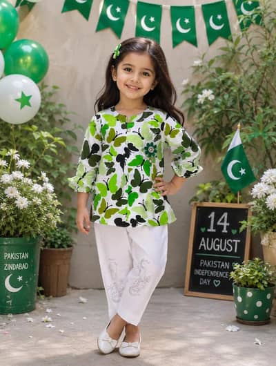 14 August 2 Pcs Girl's Shirt And Trouser Suit