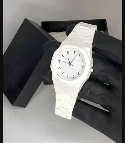 MEN’S CARBON FIBER WHITE ARABIC AURA WATCH