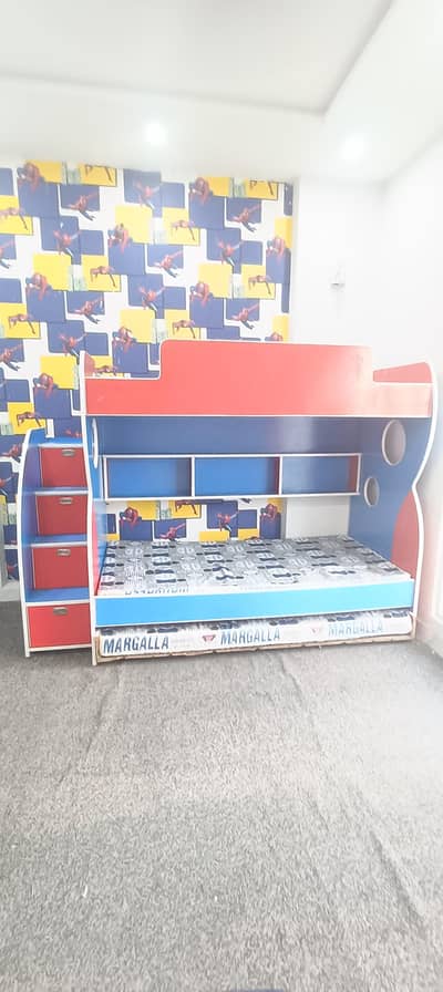 Kids 3 beds bunker bed with 3 mattresses / kids bunk bed