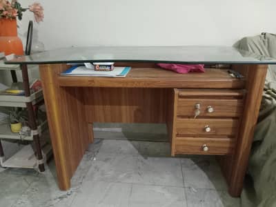 Office table with glass on top