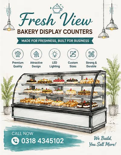 Bakery Display Counter, Chiller, Salad Bar, Cash Counter, Steel C