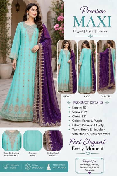Maxi (Heavy Embroidery with stone)