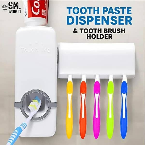 Automatic Toothpaste Dispenser & Toothbrush Holder | Wall Mounted Bathroom Organizer"