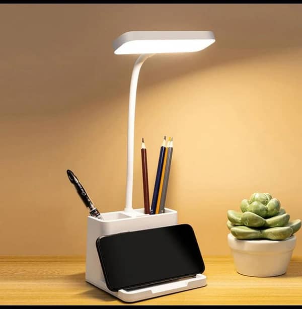 Table Lamp | USB Rechargeable LED Desk Lamp with Touch Dimmer, Phone and Pen Holder