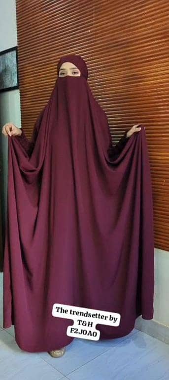 Jilbab Abaya for Women and Girls - Wool Peach Dual Georgette Soft Fabric, Summer-Friendly, Free Size