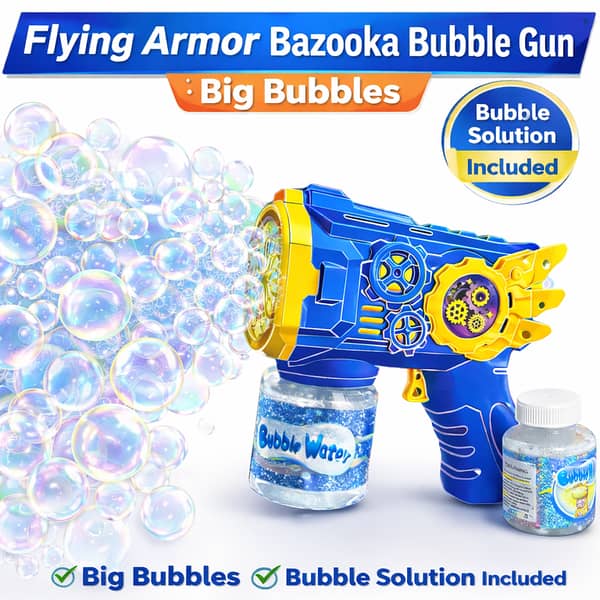 Bubble Gun for Kids Electric 36-Hole Bubble Bazooka with Solution. .