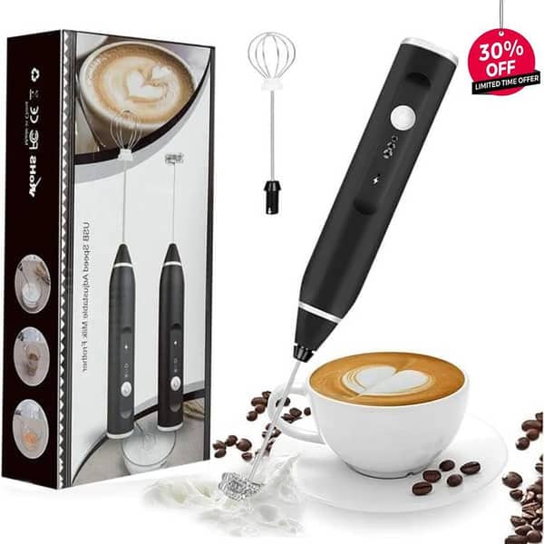 USB Rechargeable Electric Milk Frother | Handheld Coffee Beater & Egg Mixer by Zaib Mega Collections