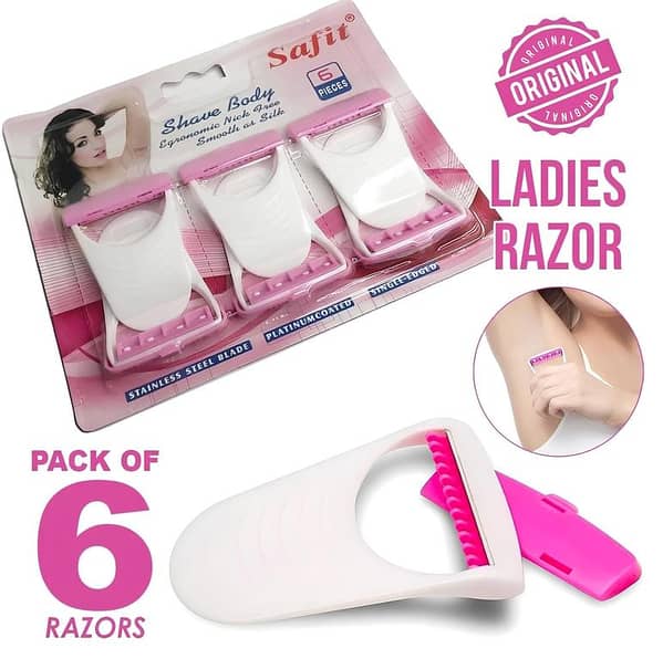 Safit Women’s Razor – Disposable Face & Body Shaving Razor with Stainless Steel Blades and Soft-Grip Handle (Pack of 6/12/18/24) – For All Skin Types