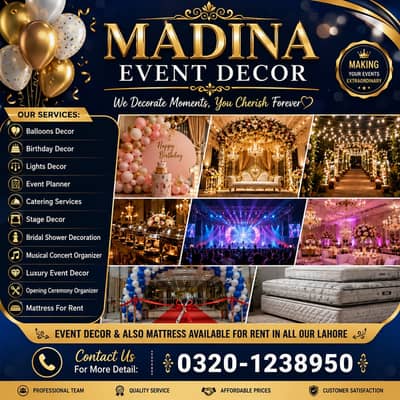 Mattress For Rent ,Best Event Plannner,Stage Decoration, Wedding Decor