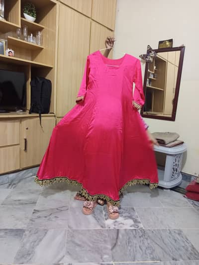 Long silk dress with net outer