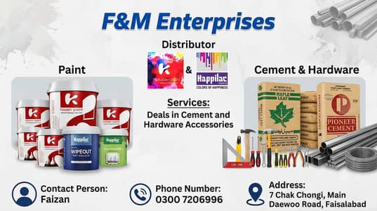 Cement & Hardware | Premium Paints Kaizen & Happilac | F&M Enterprise
