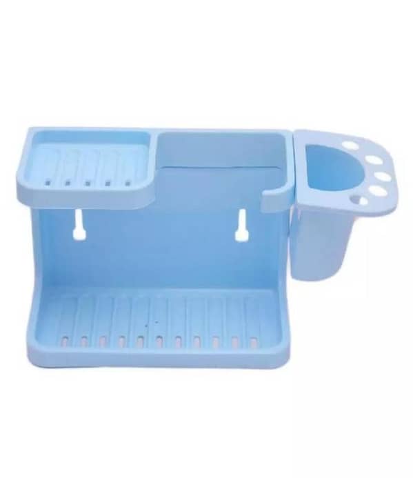 wall mountable bathroom rack blue