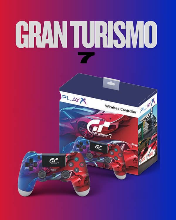 Pack of 2 Wireless PS4 Controllers – GTA 6 & Gran Turismo Edition | DualShock Gamepads with Bluetooth, Vibration & Rechargeable Battery for PlayStation 4