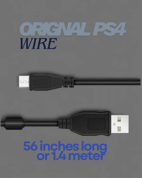 Original PS4 Controller Charging Cable – 56 Inch (1.4M) High-Speed USB to Micro-USB Cord for DualShock 4 Gamepad