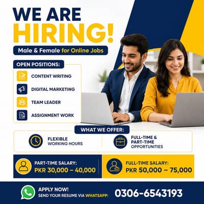 Online Jobs / Male & Female / Part Time / Full Time Job / Remote Job