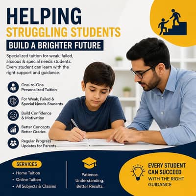 Home Tutor for Weak, Failed, Anxious & Special Needs Students