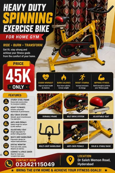 Heavy Duty Spinning Bike|Exercise Bike|Home Fitness Machine