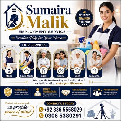 House Maid, Driver, Babysitter, Nurse, Couple, Nanny, Driver & Cook