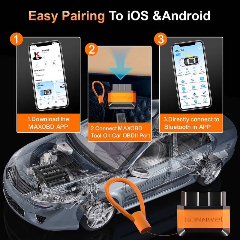 KONNWEI OBD2 Bluetooth Scanner Engine Code Reader 03020062817 1
