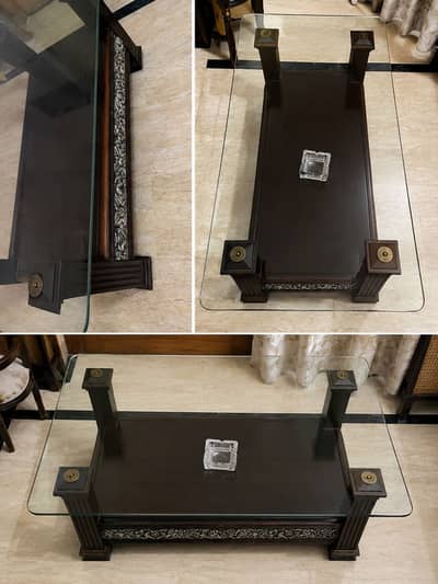 Glass Top Wooden Center Table