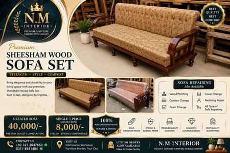 Premium Sheesham/Wood Sofa Set/5 Seater Sofa/Single Sofa/Sofa Set