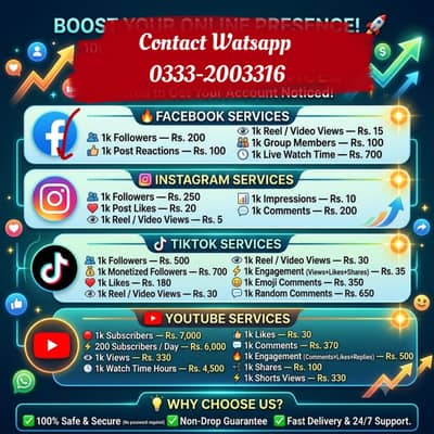 Social Media Growth, Non drop , Guaranteed 