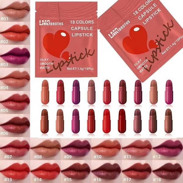 18 Colors Mini Capsule Lipstick Long-Lasting Matte Capsule Lipstick