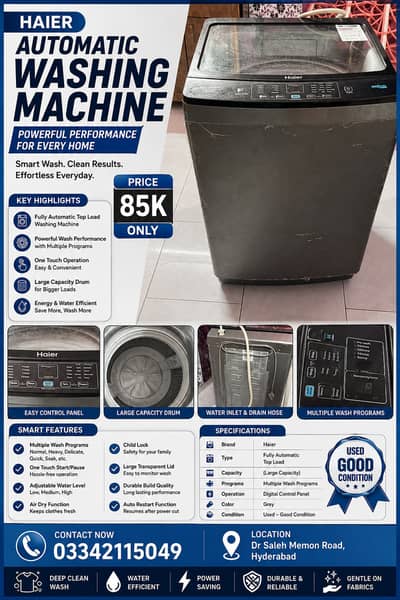 Haier Fully Automatic Washing Machine | Top Load | Excellent Condition