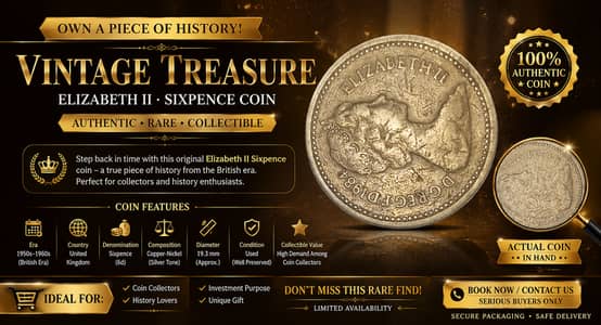 Queen Elizabeth II Sixpence Coin