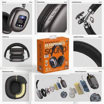 Bluetooth Headphone with heavy base built in micro phone delivery ava