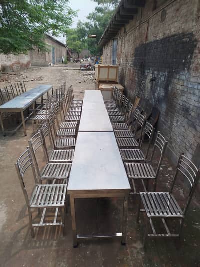 Heavy Duty Stainless Steel Dining Table & Chairs Set