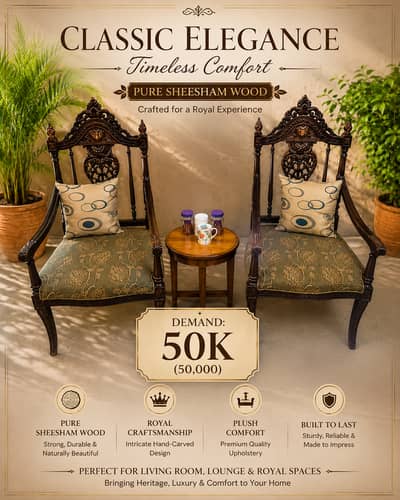 Pure Sheesham Wood Coffee Chairs with Coffee Table Set