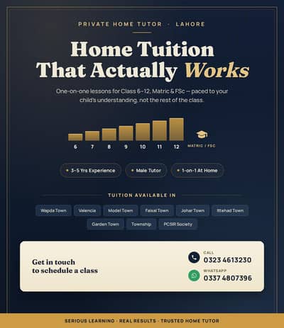 Home Tutor for Class 6-12 | Matric/FSc | Lahore