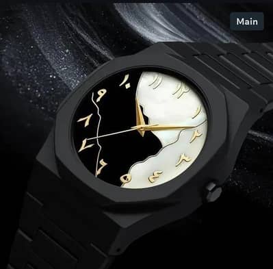 Men Carbon Fiber Black Arabic Watch