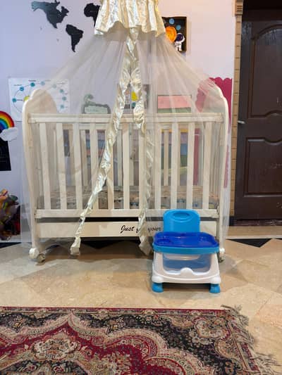 kids cot and feeding chair