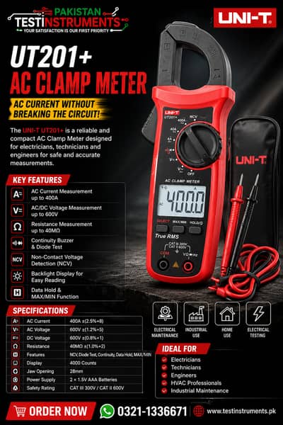 UT201+ UNI-T Digital Clamp Meter in Pakistan
