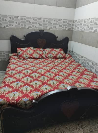 Wooden Double Bed with Mattress