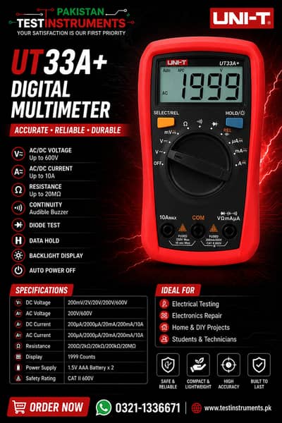 UNI-T UT33A+ Palm Size Multimeter in Pakistan